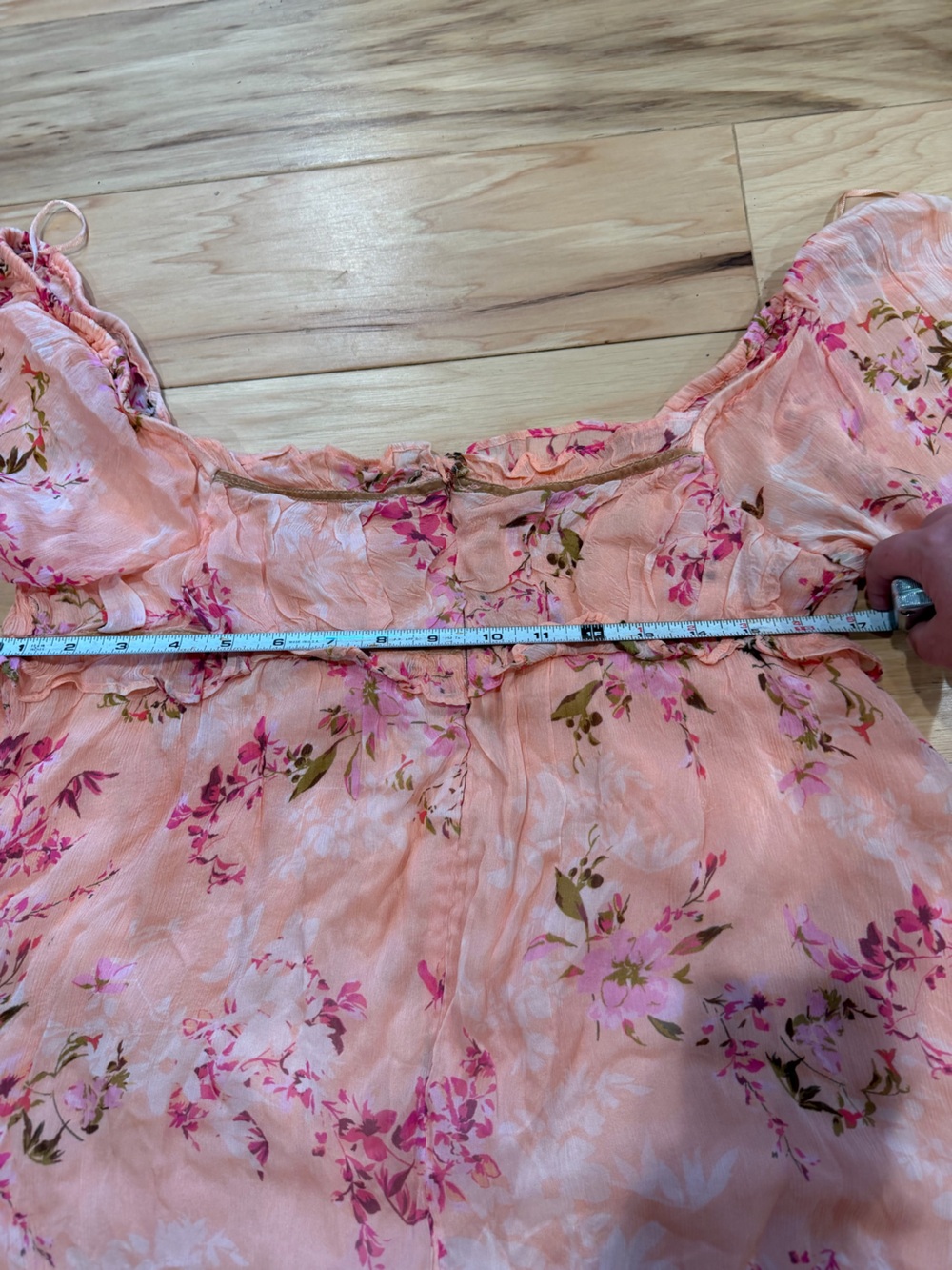 Free People Marney Mini Dress Peach Combo Floral Babydoll Boho Size Large - Picture 3 of 10